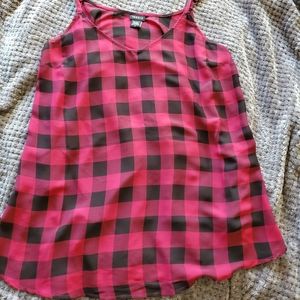 Torrid 0 plaid georgette side slit swing cami